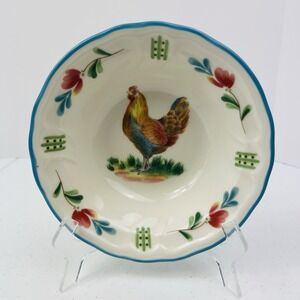Epoch Collection Chicken Ceramic Cereal Soup Bowl Hen Ruster White Teal